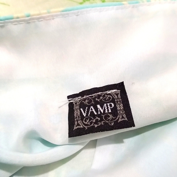 VAMP🌻Boho Green Floral Print A-Line Flared Skirt with Crochet Lace Sz: L - Picture 3 of 10